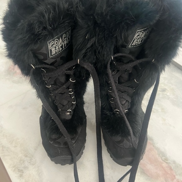Rabbit fur lined coach booties. - Picture 5 of 7